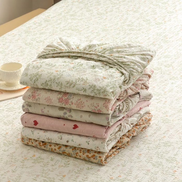 91家纺网 家纺一手货源 找家纺 几禾 2026新款高克重泡芙纱~印花款（单床笠）浅糯系列-110g 组合图