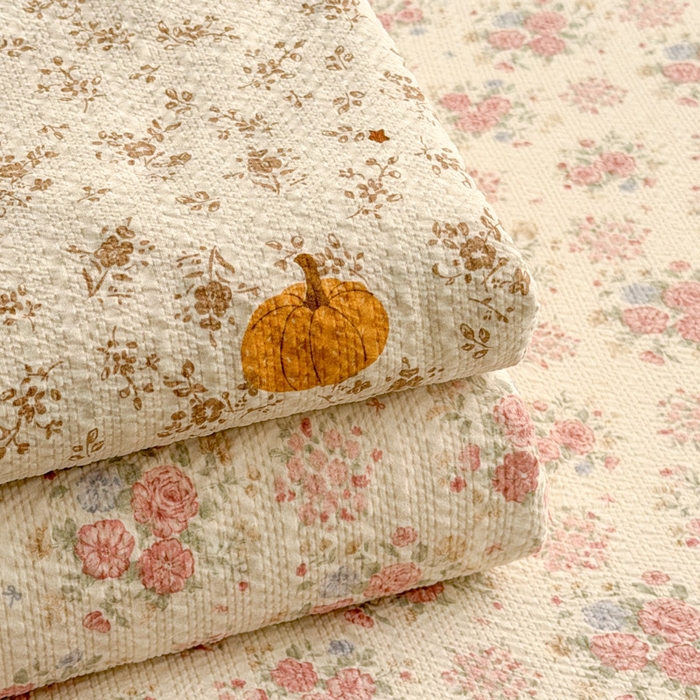 91家纺网 家纺一手货源 找家纺 几禾 2026新款高克重泡芙纱~印花款（单床笠）浅糯系列-110g 组合图