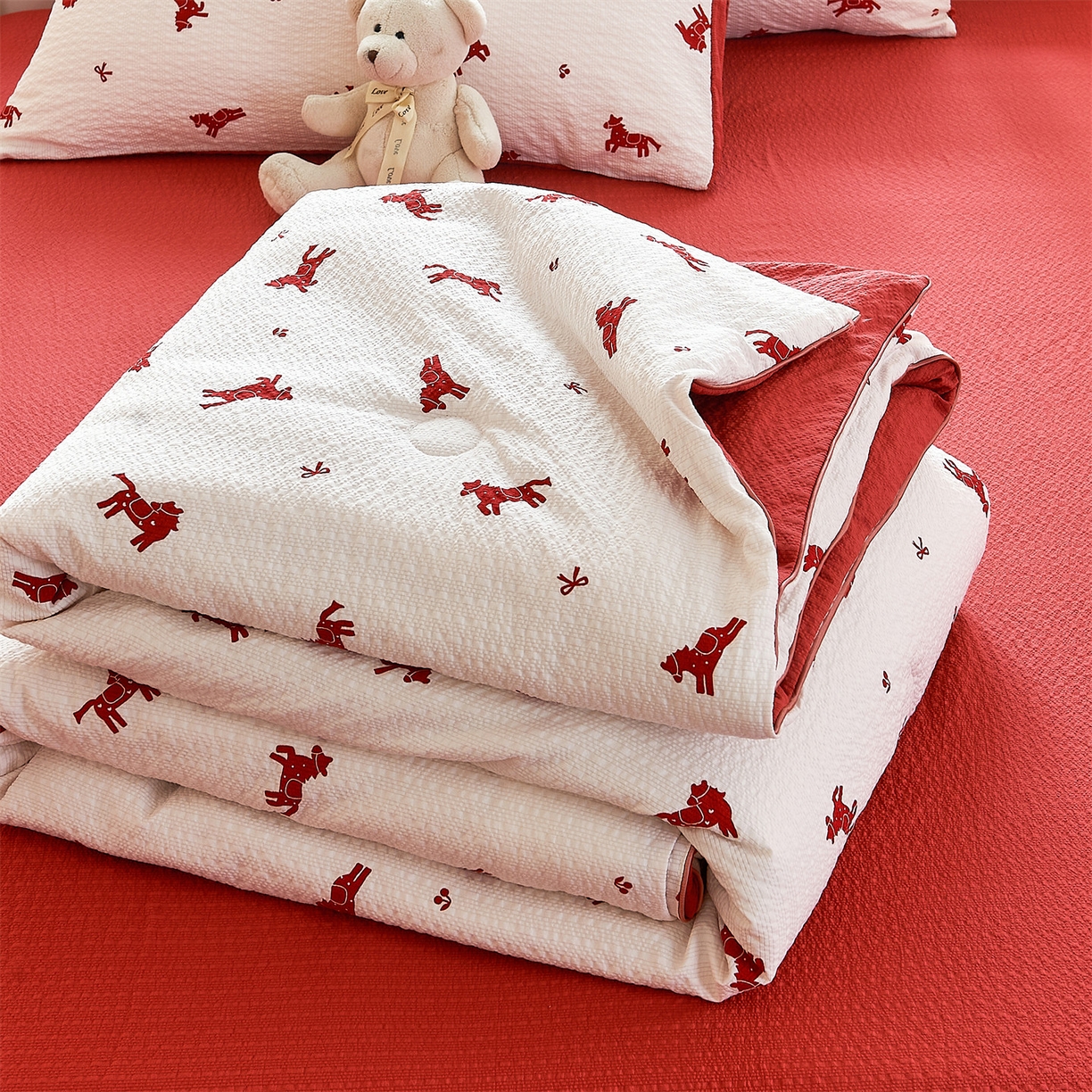 91家纺网 家纺一手货源 找家纺 铺尚美家纺 2026新款泡芙棉夏被四件套泡芙纱单夏被空调被夏凉被-印花 马上有钱