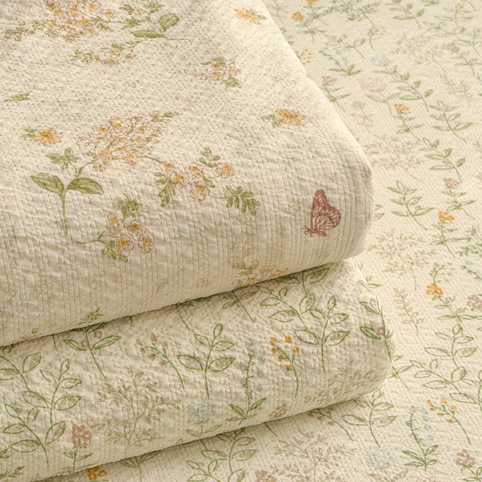 91家纺网 家纺一手货源 找家纺 几禾 2026新款高克重泡芙纱~印花款（单床笠）浅糯系列-110g 组合图