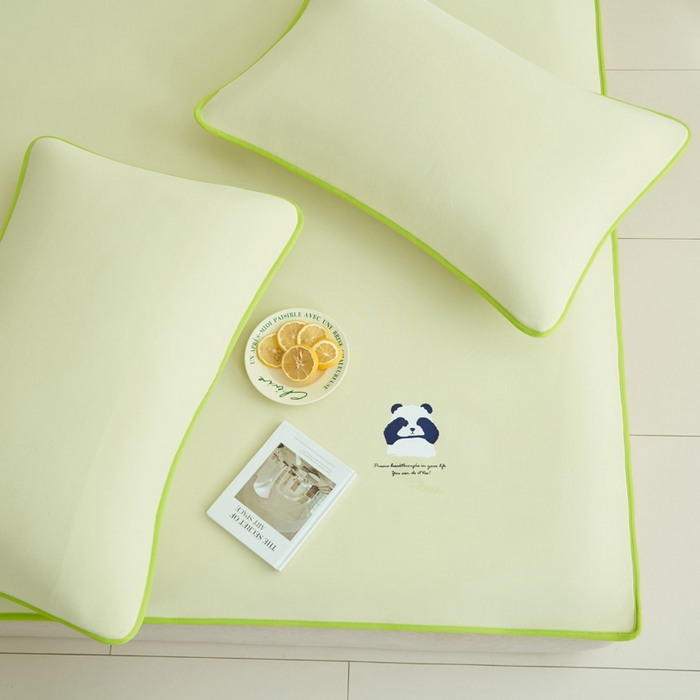 91家纺网 家纺一手货源 找家纺 晨曦家纺 2026新款可爱熊猫冻冻凉感席3D空气感凉席席子 熊猫冻感席-冰激凌香草色