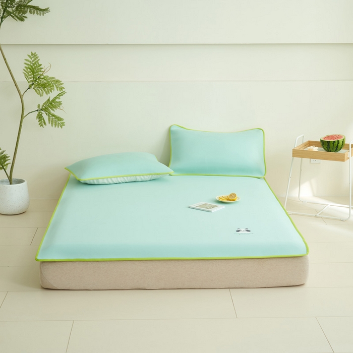 91家纺网 家纺一手货源 找家纺 晨曦家纺 2026新款可爱熊猫冻冻凉感席3D空气感凉席席子 熊猫冻感席-盛夏冰蓝