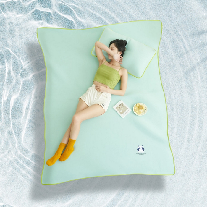 91家纺网 家纺一手货源 找家纺 晨曦家纺 2026新款可爱熊猫冻冻凉感席3D空气感凉席席子 熊猫冻感席-盛夏冰蓝