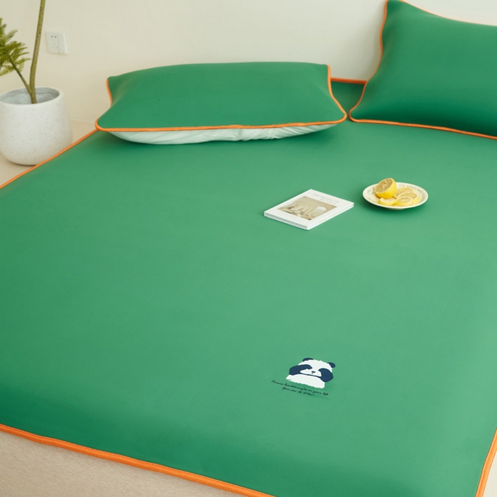 91家纺网 家纺一手货源 找家纺 晨曦家纺 2026新款可爱熊猫冻冻凉感席3D空气感凉席席子 熊猫冻感席-清凉西瓜绿