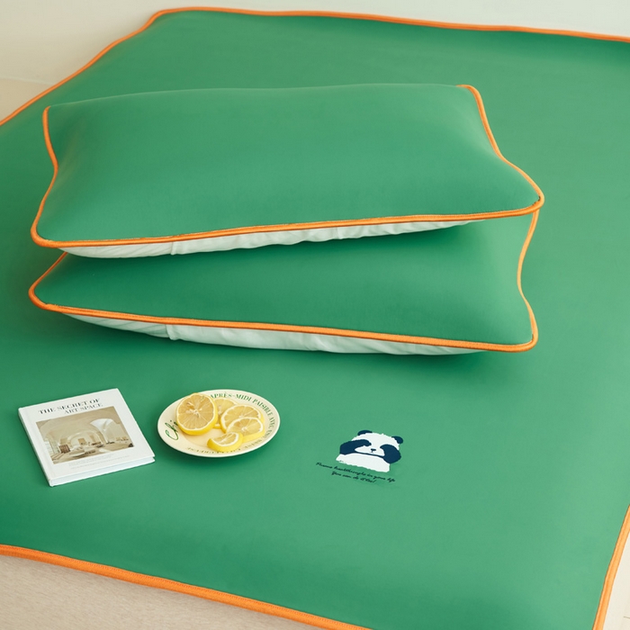 91家纺网 家纺一手货源 找家纺 晨曦家纺 2026新款可爱熊猫冻冻凉感席3D空气感凉席席子 熊猫冻感席-清凉西瓜绿