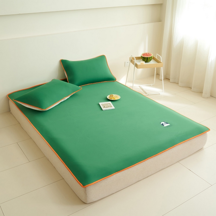 91家纺网 家纺一手货源 找家纺 晨曦家纺 2026新款可爱熊猫冻冻凉感席3D空气感凉席席子 熊猫冻感席-清凉西瓜绿