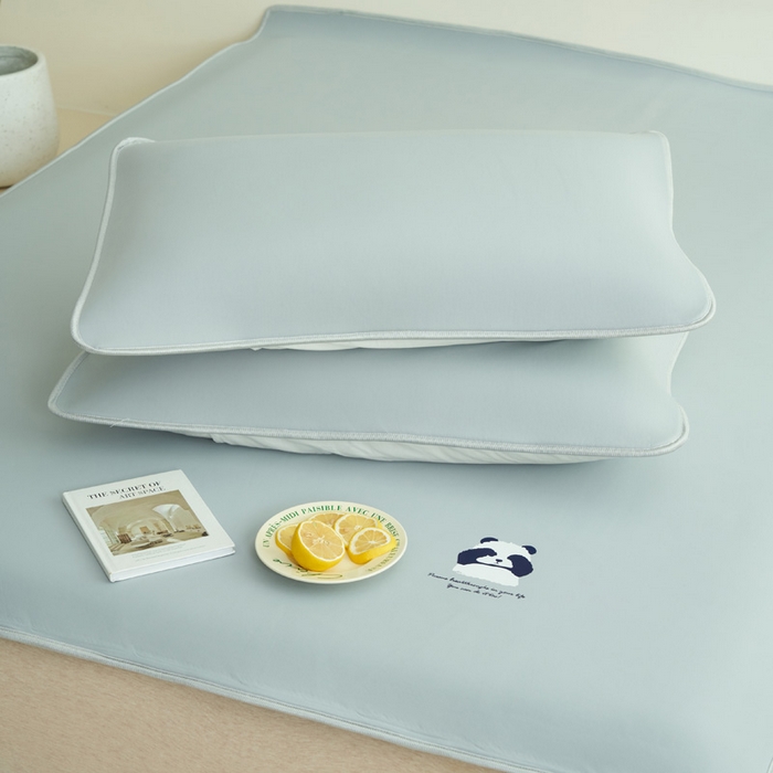 91家纺网 家纺一手货源 找家纺 晨曦家纺 2026新款可爱熊猫冻冻凉感席3D空气感凉席席子 熊猫冻感席-夏日高级灰