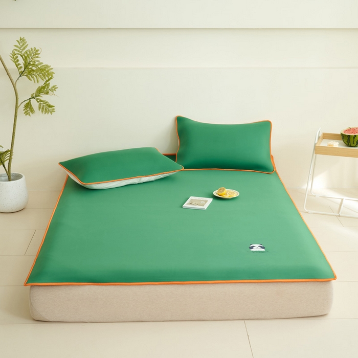 91家纺网 家纺一手货源 找家纺 晨曦家纺 2026新款可爱熊猫冻冻凉感席3D空气感凉席席子 熊猫冻感席-清凉西瓜绿