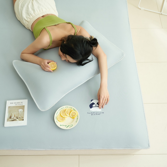 91家纺网 家纺一手货源 找家纺 晨曦家纺 2026新款可爱熊猫冻冻凉感席3D空气感凉席席子 熊猫冻感席-夏日高级灰