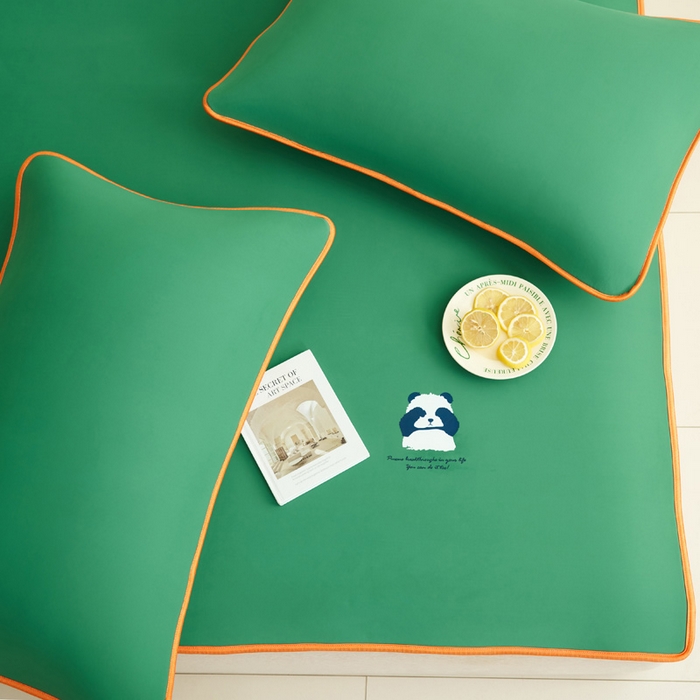 91家纺网 家纺一手货源 找家纺 晨曦家纺 2026新款可爱熊猫冻冻凉感席3D空气感凉席席子 熊猫冻感席-清凉西瓜绿