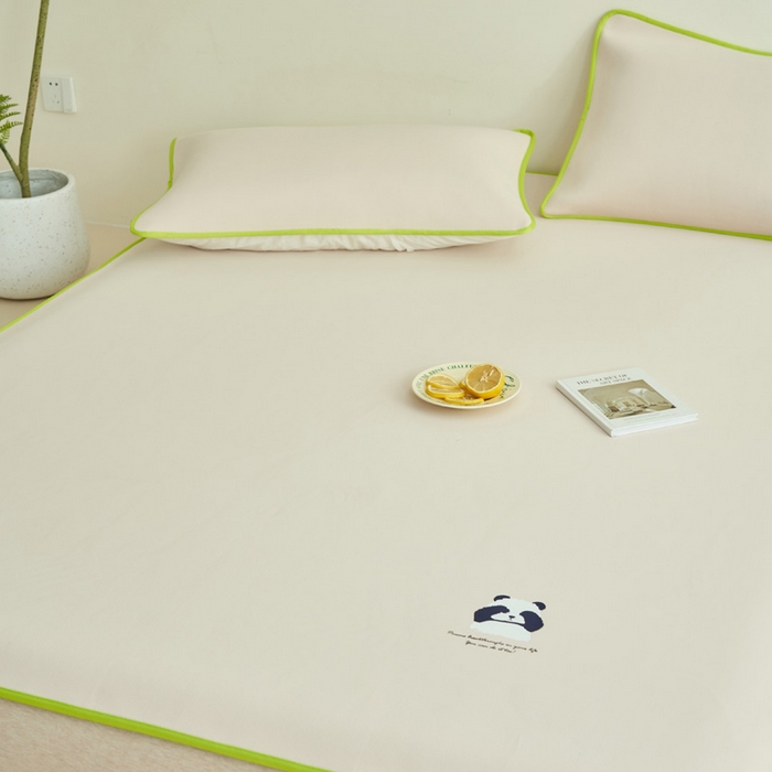 91家纺网 家纺一手货源 找家纺 晨曦家纺 2026新款可爱熊猫冻冻凉感席3D空气感凉席席子 熊猫冻感席-夏日蜜桃粉