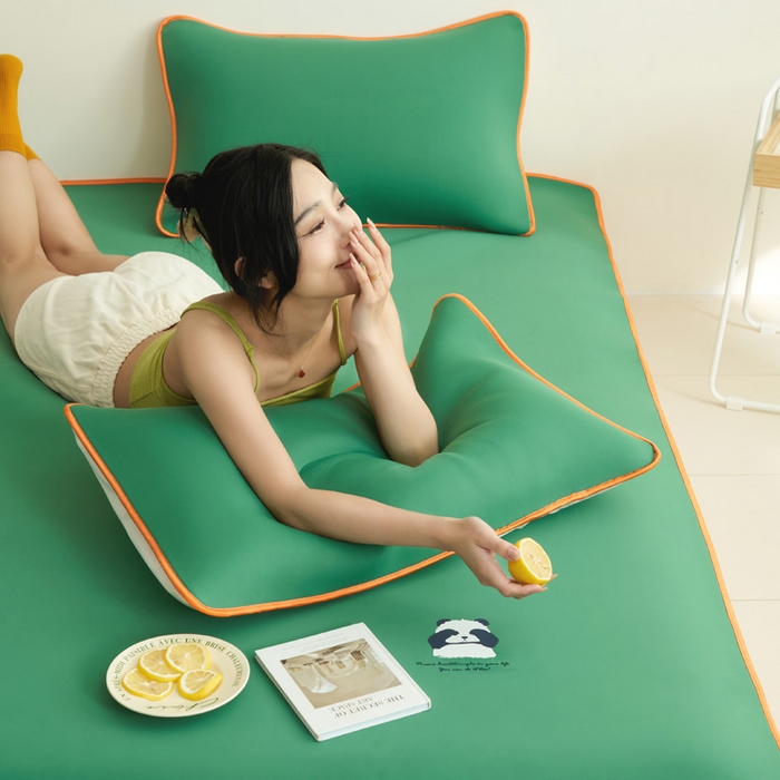 91家纺网 家纺一手货源 找家纺 晨曦家纺 2026新款可爱熊猫冻冻凉感席3D空气感凉席席子 熊猫冻感席-清凉西瓜绿