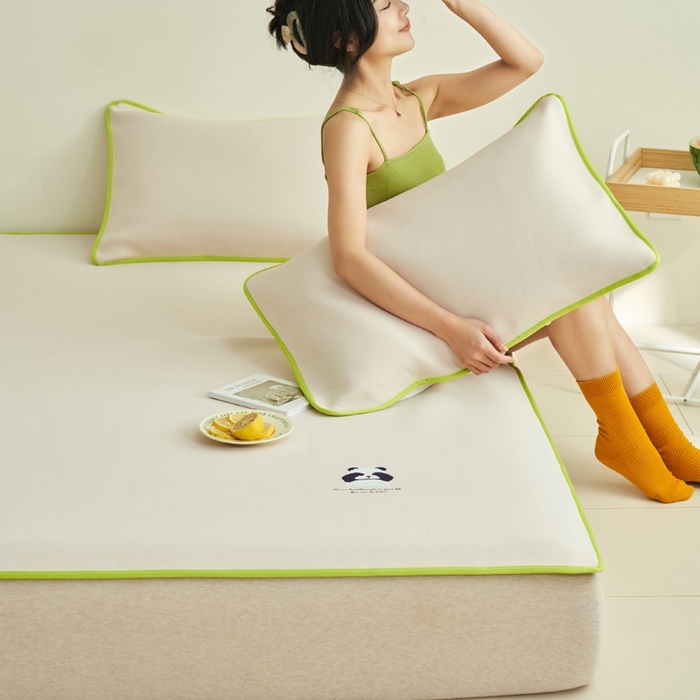 91家纺网 家纺一手货源 找家纺 晨曦家纺 2026新款可爱熊猫冻冻凉感席3D空气感凉席席子 熊猫冻感席-夏日蜜桃粉