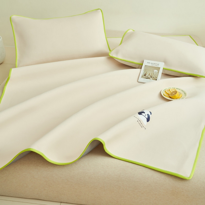 91家纺网 家纺一手货源 找家纺 晨曦家纺 2026新款可爱熊猫冻冻凉感席3D空气感凉席席子 熊猫冻感席-夏日蜜桃粉