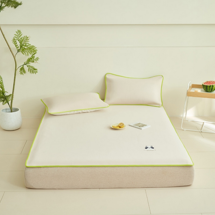 91家纺网 家纺一手货源 找家纺 晨曦家纺 2026新款可爱熊猫冻冻凉感席3D空气感凉席席子 熊猫冻感席-夏日蜜桃粉