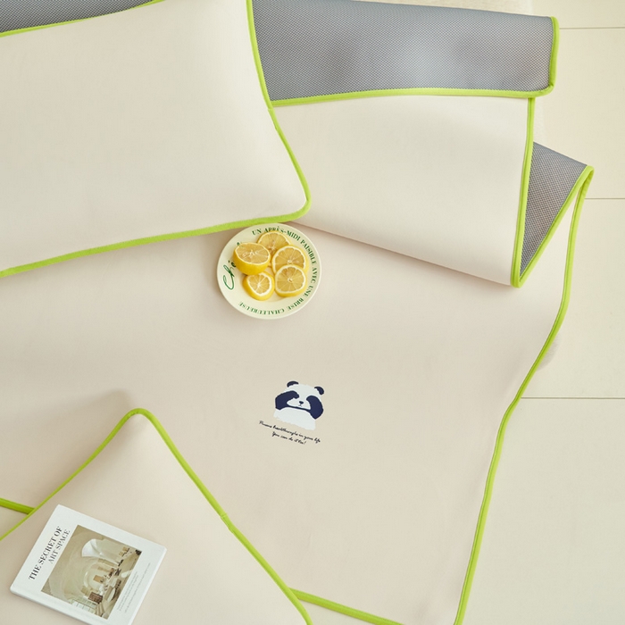 91家纺网 家纺一手货源 找家纺 晨曦家纺 2026新款可爱熊猫冻冻凉感席3D空气感凉席席子 熊猫冻感席-夏日蜜桃粉