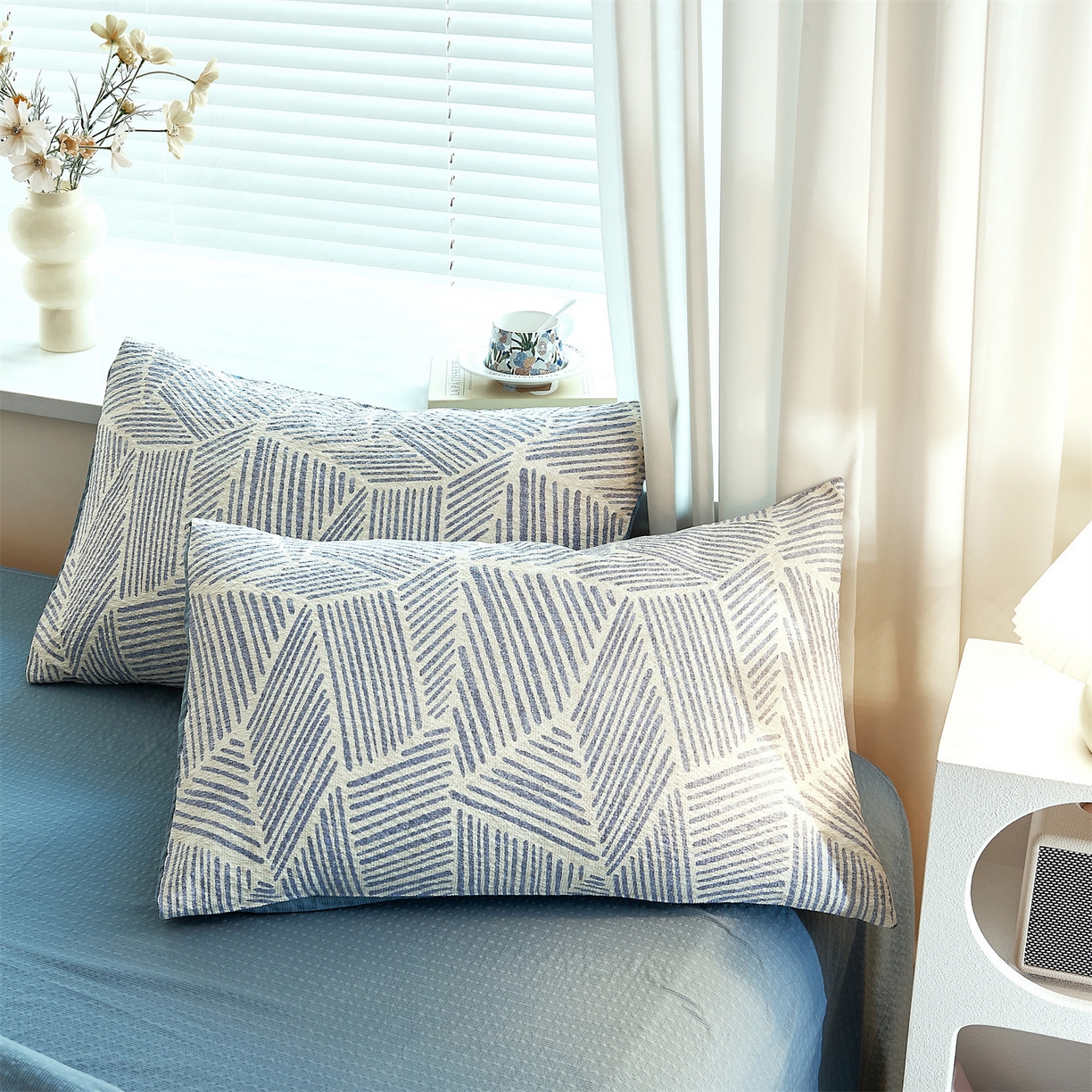 91家纺网 家纺一手货源 找家纺 铺尚美家纺 2026新款泡芙棉夏被四件套泡芙纱单夏被空调被夏凉被-印花 浅川蓝