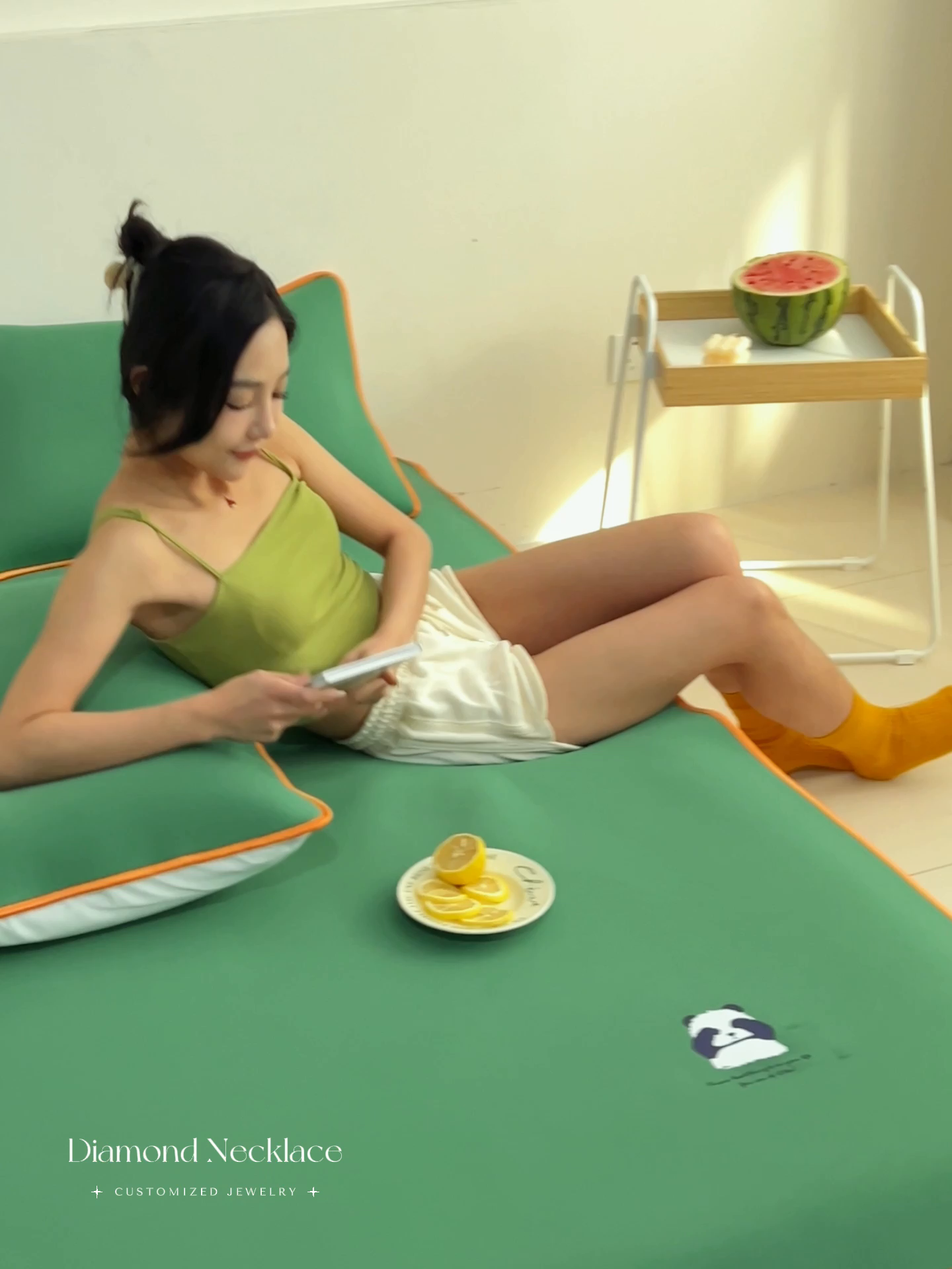 91家纺网 家纺一手货源 找家纺 晨曦家纺 2026新款可爱熊猫冻冻凉感席3D空气感凉席席子 熊猫冻感席-清凉西瓜绿