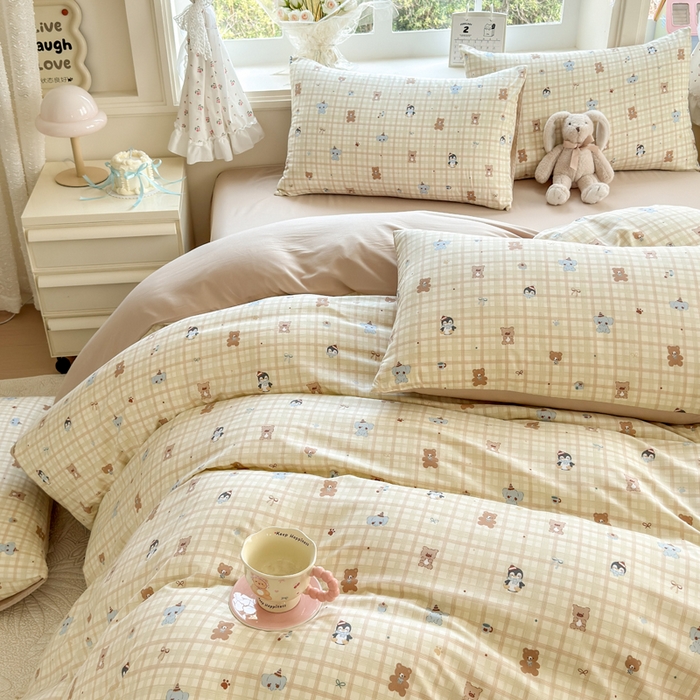 91家纺网 家纺一手货源 找家纺 诗黛尔 2026新款学生季仙女小花卉植物卡通云朵棉四件套三件套（二） 动物派对