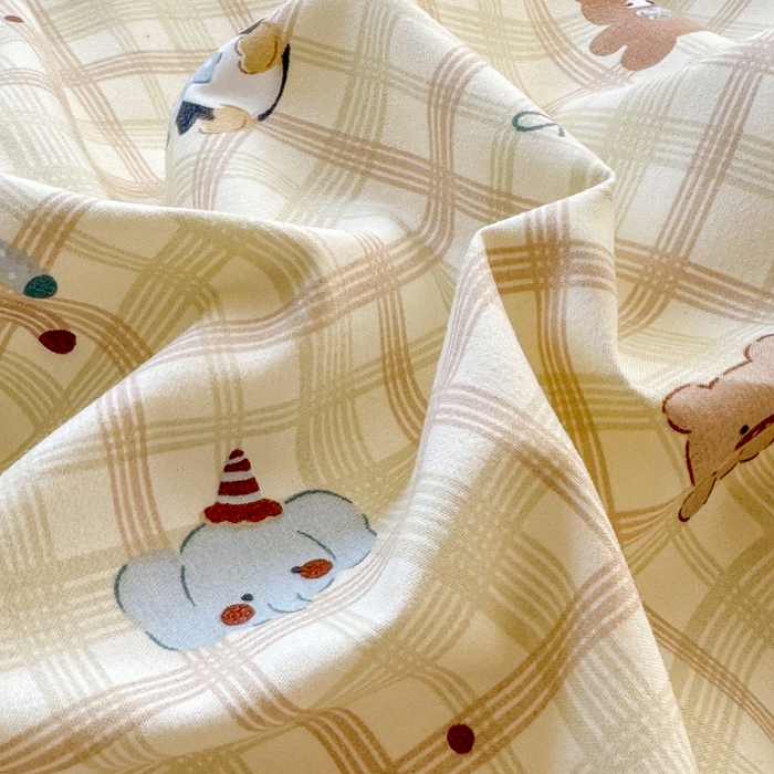 91家纺网 家纺一手货源 找家纺 诗黛尔 2026新款学生季仙女小花卉植物卡通云朵棉四件套三件套（二） 动物派对