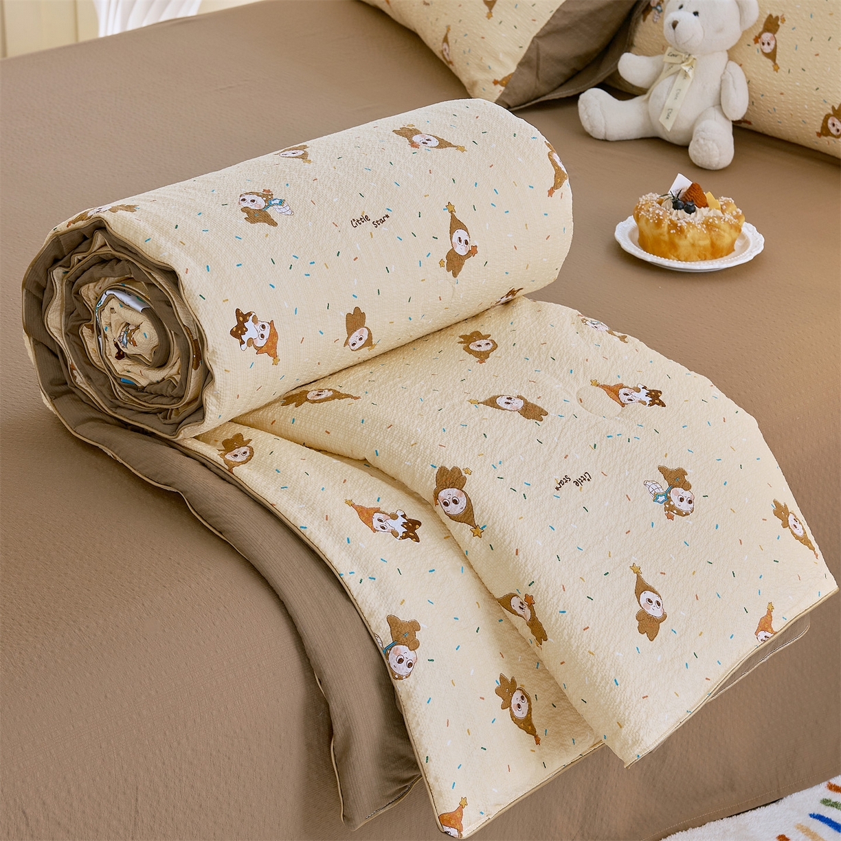 铺尚美家纺 2026新款泡芙棉夏被四件套泡芙纱单夏被空调被夏凉被-印花 星星糖豆