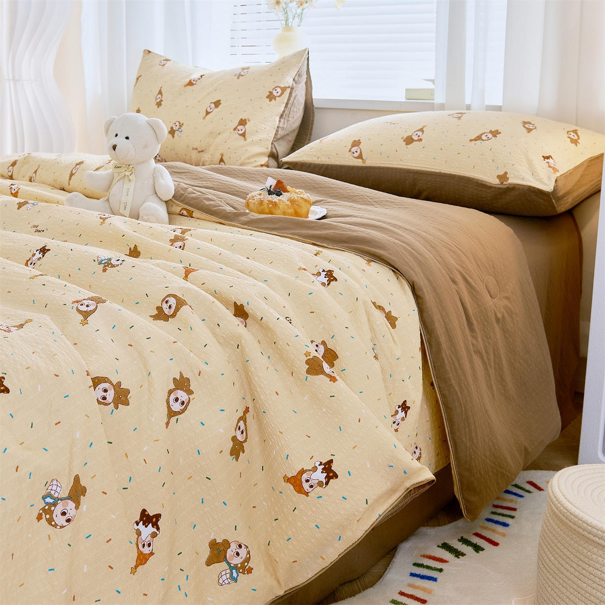 91家纺网 家纺一手货源 找家纺 铺尚美家纺 2026新款泡芙棉夏被四件套泡芙纱单夏被空调被夏凉被-印花 星星糖豆