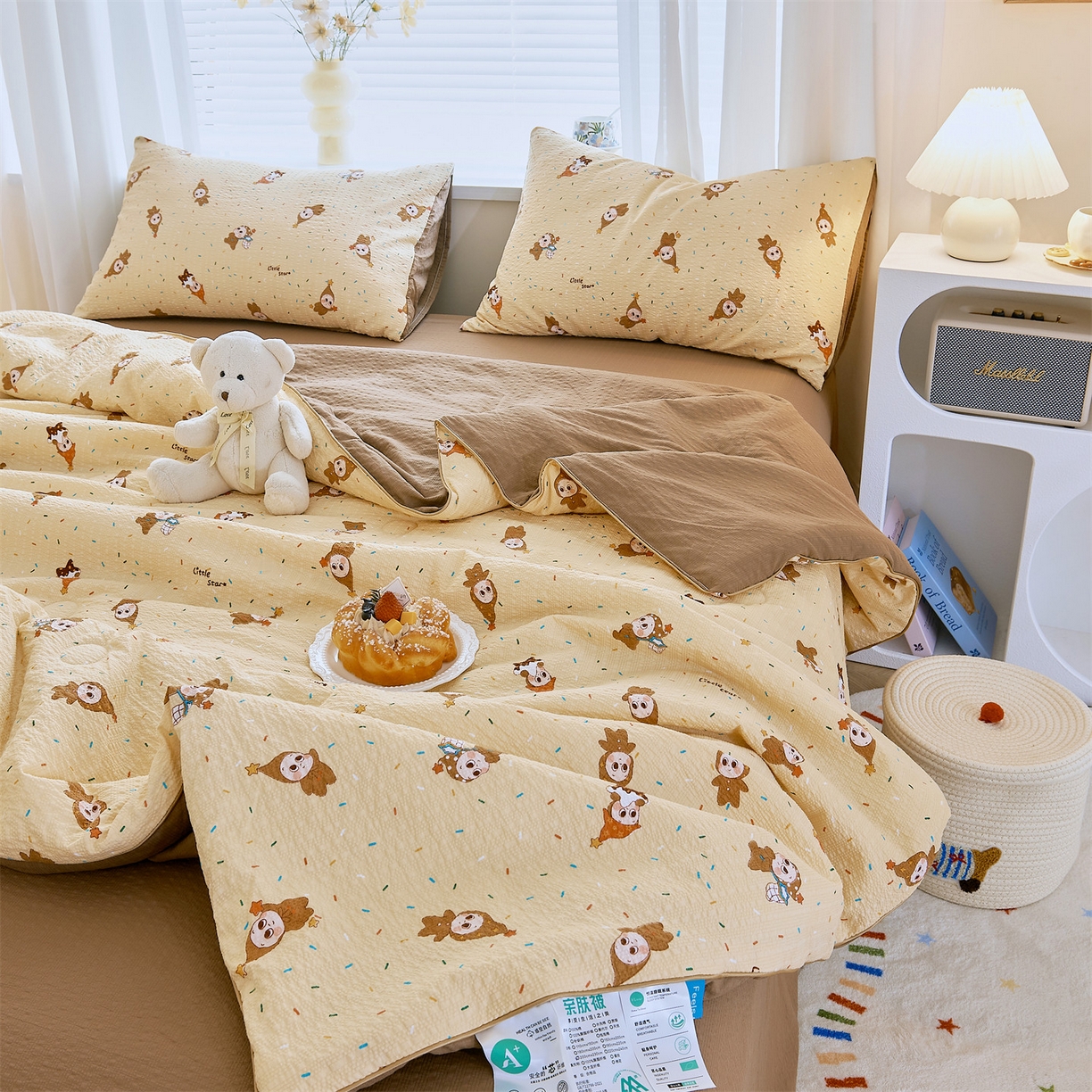 91家纺网 家纺一手货源 找家纺 铺尚美家纺 2026新款泡芙棉夏被四件套泡芙纱单夏被空调被夏凉被-印花 星星糖豆