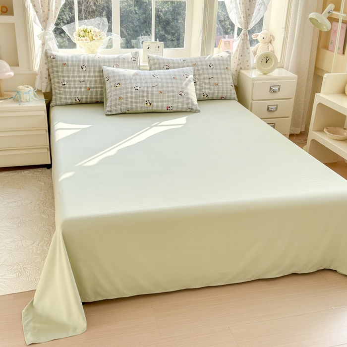 91家纺网 家纺一手货源 找家纺 诗黛尔 2026新款学生季仙女小花卉植物卡通云朵棉四件套三件套（二） 快乐熊猫