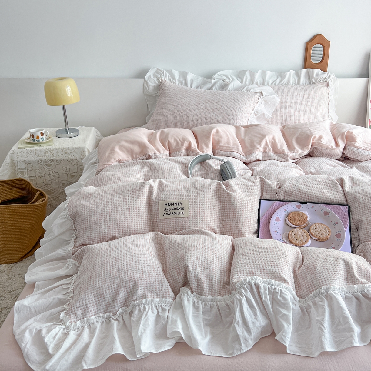 91家纺网 家纺一手货源 找家纺 （总）晨曦家纺 2025新款加厚加绒230克牛奶绒毛巾绣四件套卡通可萌可莉