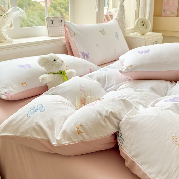 91家纺网 家纺一手货源 找家纺 诗黛尔 2026新款学生季仙女小花卉植物卡通云朵棉四件套三件套（二） 洛可可