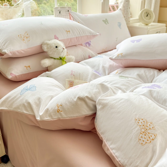 91家纺网 家纺一手货源 找家纺 诗黛尔 2026新款学生季仙女小花卉植物卡通云朵棉四件套三件套（二） 洛可可