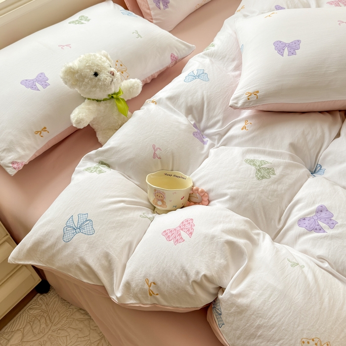 91家纺网 家纺一手货源 找家纺 诗黛尔 2026新款学生季仙女小花卉植物卡通云朵棉四件套三件套（二） 洛可可