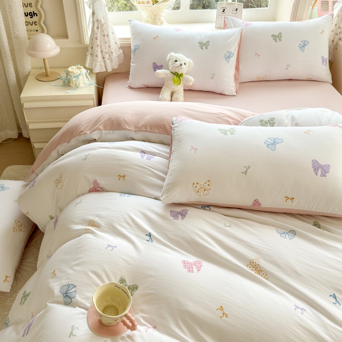 91家纺网 家纺一手货源 找家纺 诗黛尔 2026新款学生季仙女小花卉植物卡通云朵棉四件套三件套（二） 洛可可