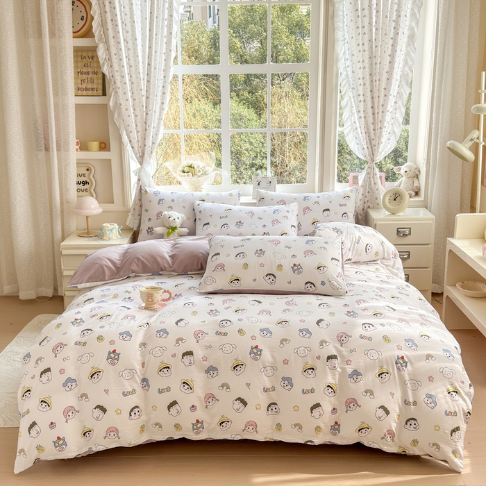 诗黛尔 2026新款学生季仙女小花卉植物卡通云朵棉四件套三件套（二） 萌系妙妙屋