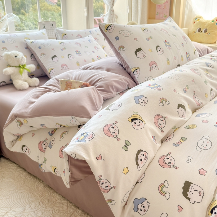 91家纺网 家纺一手货源 找家纺 诗黛尔 2026新款学生季仙女小花卉植物卡通云朵棉四件套三件套（二） 萌系妙妙屋