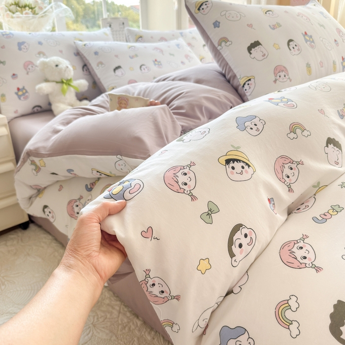 91家纺网 家纺一手货源 找家纺 诗黛尔 2026新款学生季仙女小花卉植物卡通云朵棉四件套三件套（二） 萌系妙妙屋