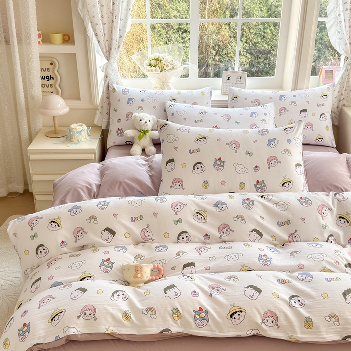 91家纺网 家纺一手货源 找家纺 诗黛尔 2026新款学生季仙女小花卉植物卡通云朵棉四件套三件套（二） 萌系妙妙屋