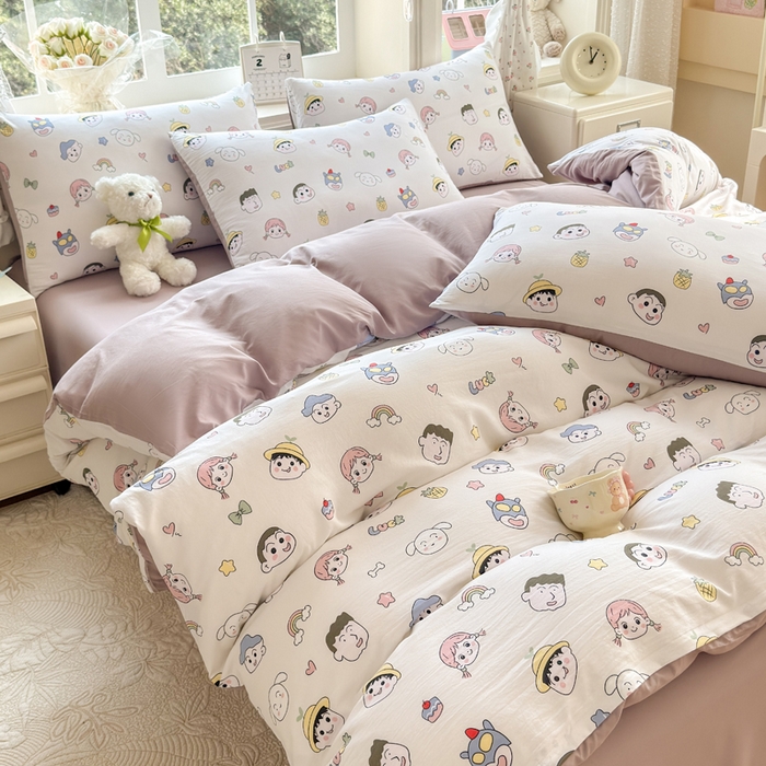 91家纺网 家纺一手货源 找家纺 诗黛尔 2026新款学生季仙女小花卉植物卡通云朵棉四件套三件套（二） 萌系妙妙屋