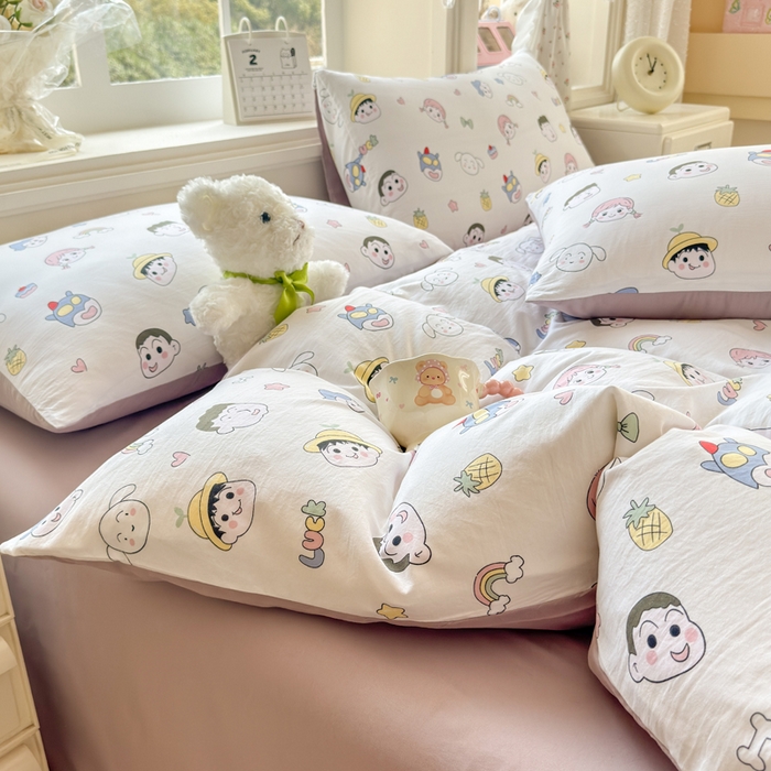 91家纺网 家纺一手货源 找家纺 诗黛尔 2026新款学生季仙女小花卉植物卡通云朵棉四件套三件套（二） 萌系妙妙屋