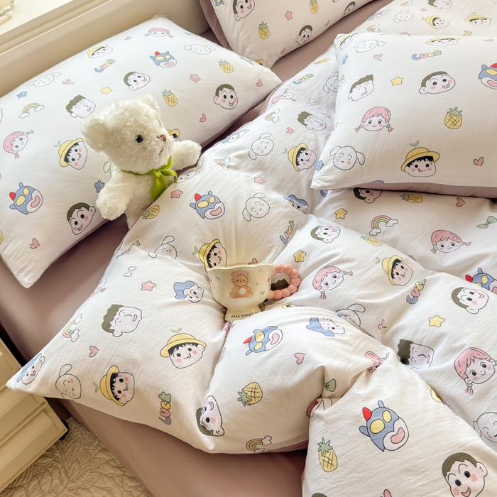 91家纺网 家纺一手货源 找家纺 诗黛尔 2026新款学生季仙女小花卉植物卡通云朵棉四件套三件套（二） 萌系妙妙屋