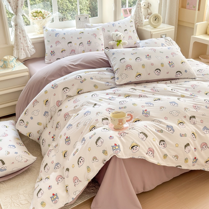 91家纺网 家纺一手货源 找家纺 诗黛尔 2026新款学生季仙女小花卉植物卡通云朵棉四件套三件套（二） 萌系妙妙屋