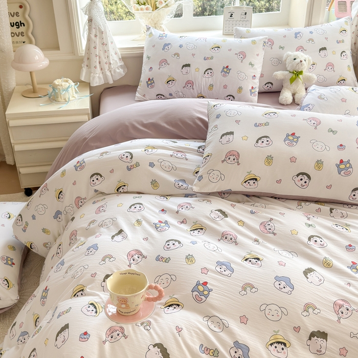 91家纺网 家纺一手货源 找家纺 诗黛尔 2026新款学生季仙女小花卉植物卡通云朵棉四件套三件套（二） 萌系妙妙屋