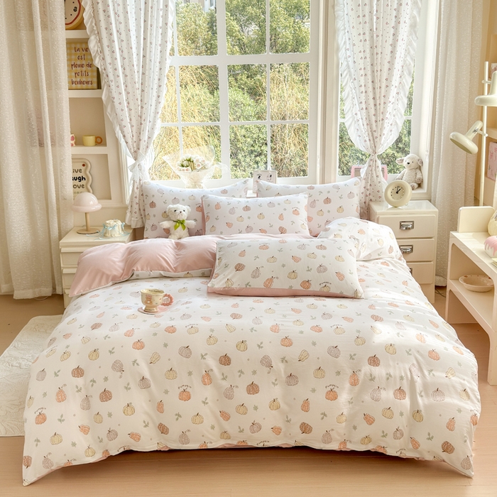 诗黛尔 2026新款学生季仙女小花卉植物卡通云朵棉四件套三件套（二） 南瓜园