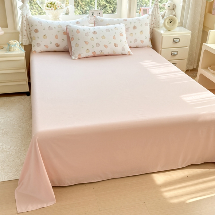 91家纺网 家纺一手货源 找家纺 诗黛尔 2026新款学生季仙女小花卉植物卡通云朵棉四件套三件套（二） 南瓜园