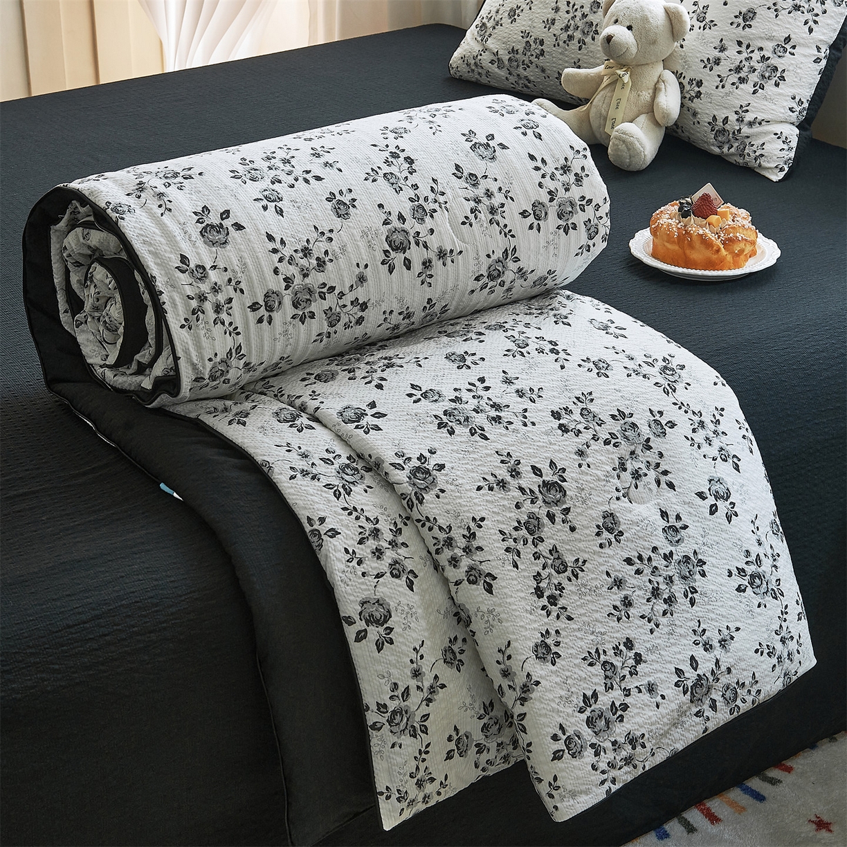 铺尚美家纺 2026新款泡芙棉夏被四件套泡芙纱单夏被空调被夏凉被-印花 织闻花香