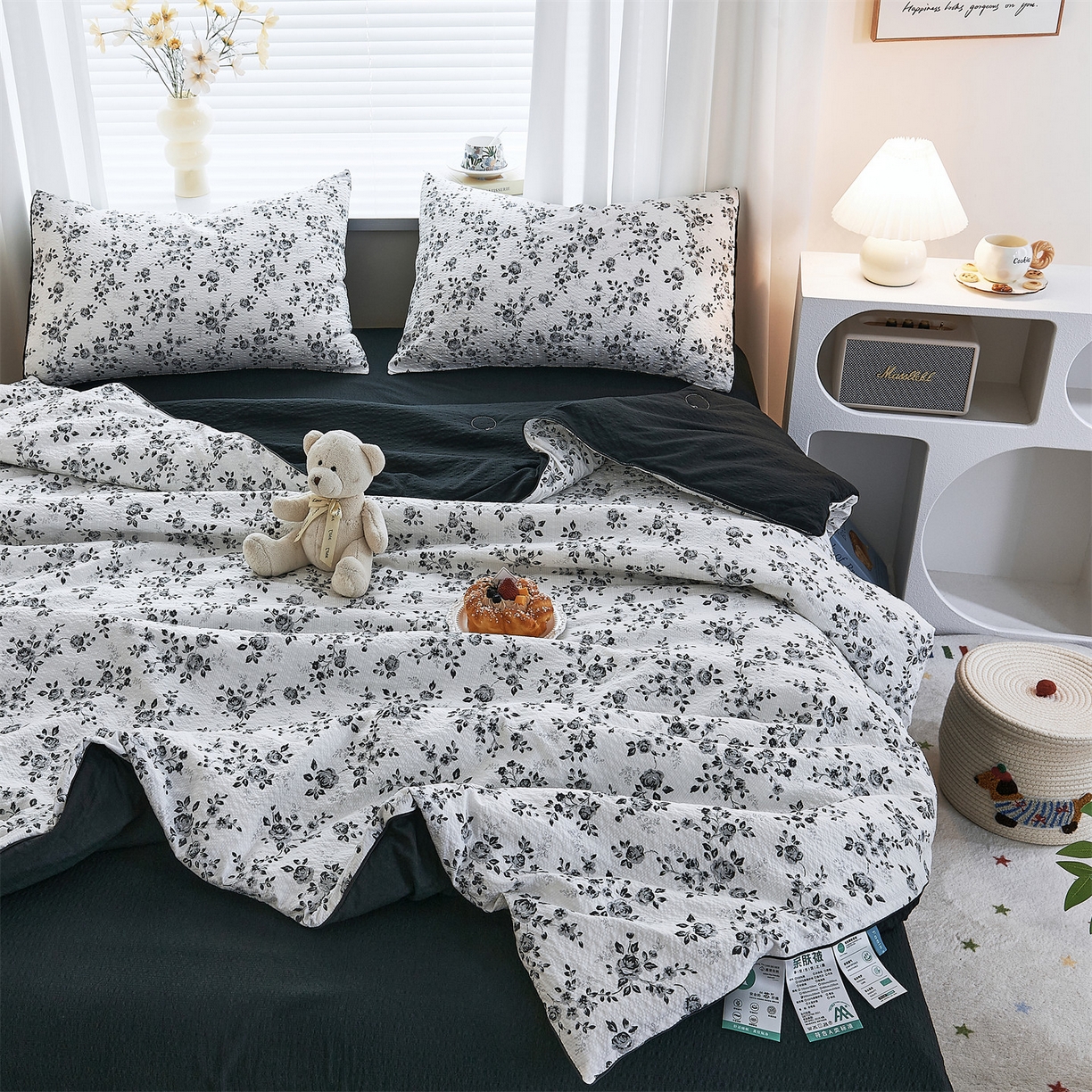 91家纺网 家纺一手货源 找家纺 铺尚美家纺 2026新款泡芙棉夏被四件套泡芙纱单夏被空调被夏凉被-印花 织闻花香