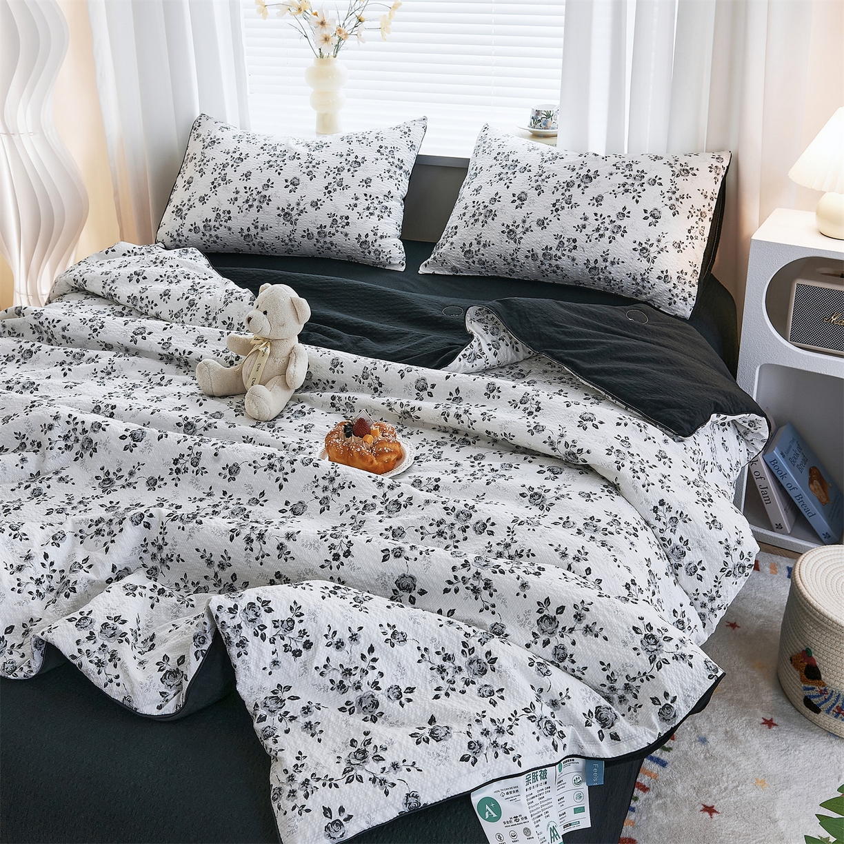 91家纺网 家纺一手货源 找家纺 铺尚美家纺 2026新款泡芙棉夏被四件套泡芙纱单夏被空调被夏凉被-印花 织闻花香