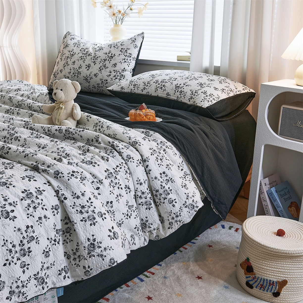 91家纺网 家纺一手货源 找家纺 铺尚美家纺 2026新款泡芙棉夏被四件套泡芙纱单夏被空调被夏凉被-印花 织闻花香