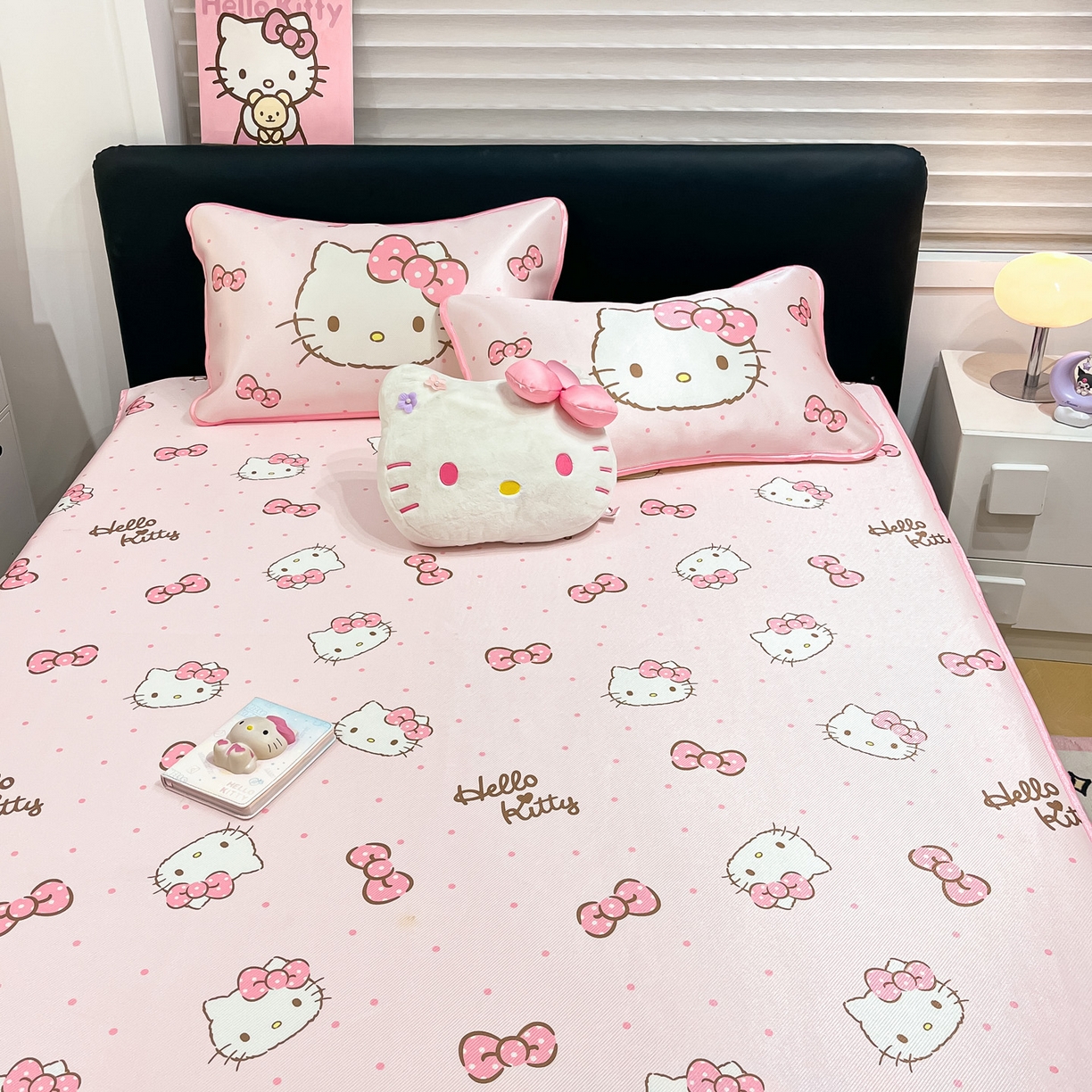 91家纺网 家纺一手货源 找家纺 （总）暮思家居 2026新款三丽鸥正版授权数码印花A类可机洗1200D冰丝凉席三件套平铺款系列