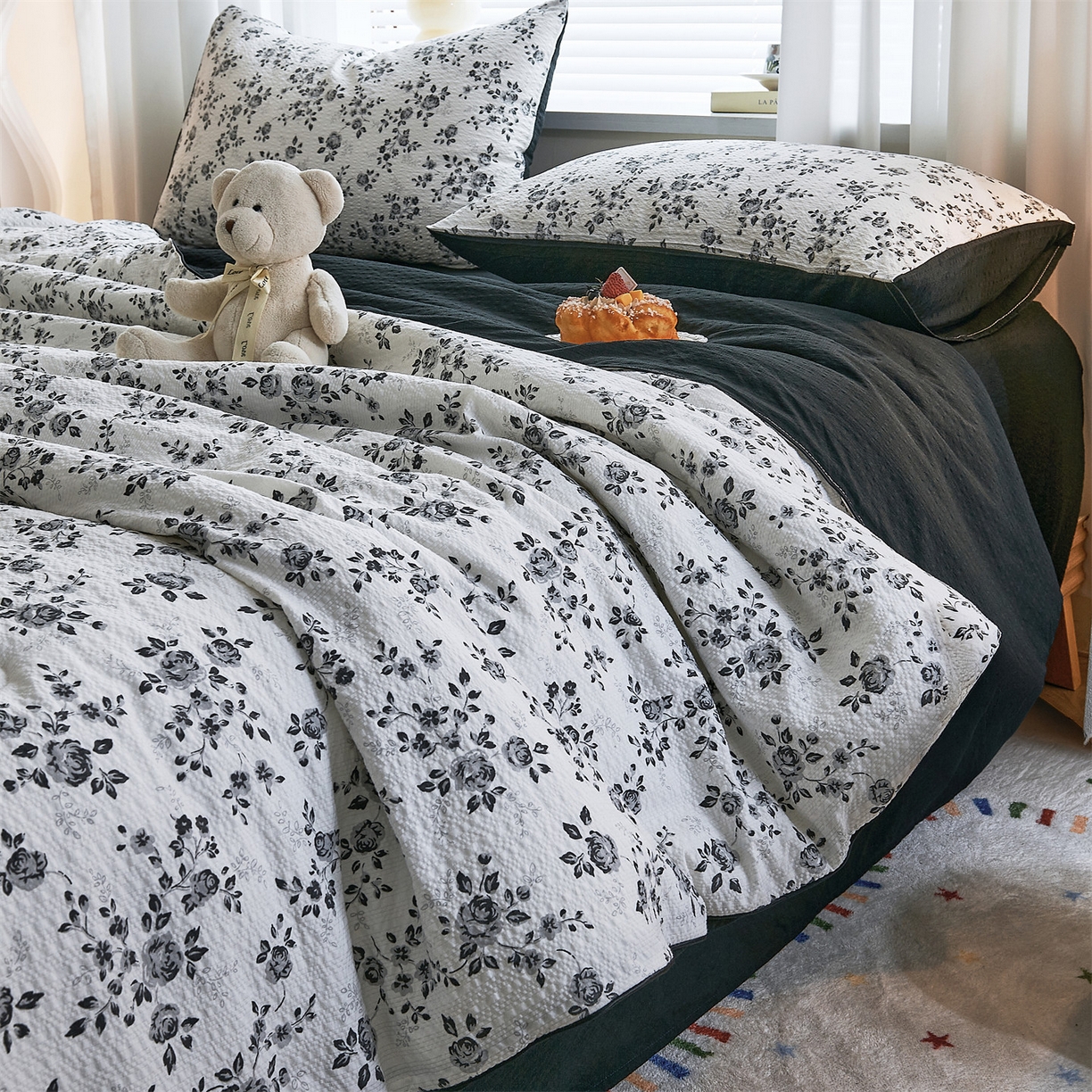 91家纺网 家纺一手货源 找家纺 铺尚美家纺 2026新款泡芙棉夏被四件套泡芙纱单夏被空调被夏凉被-印花 织闻花香